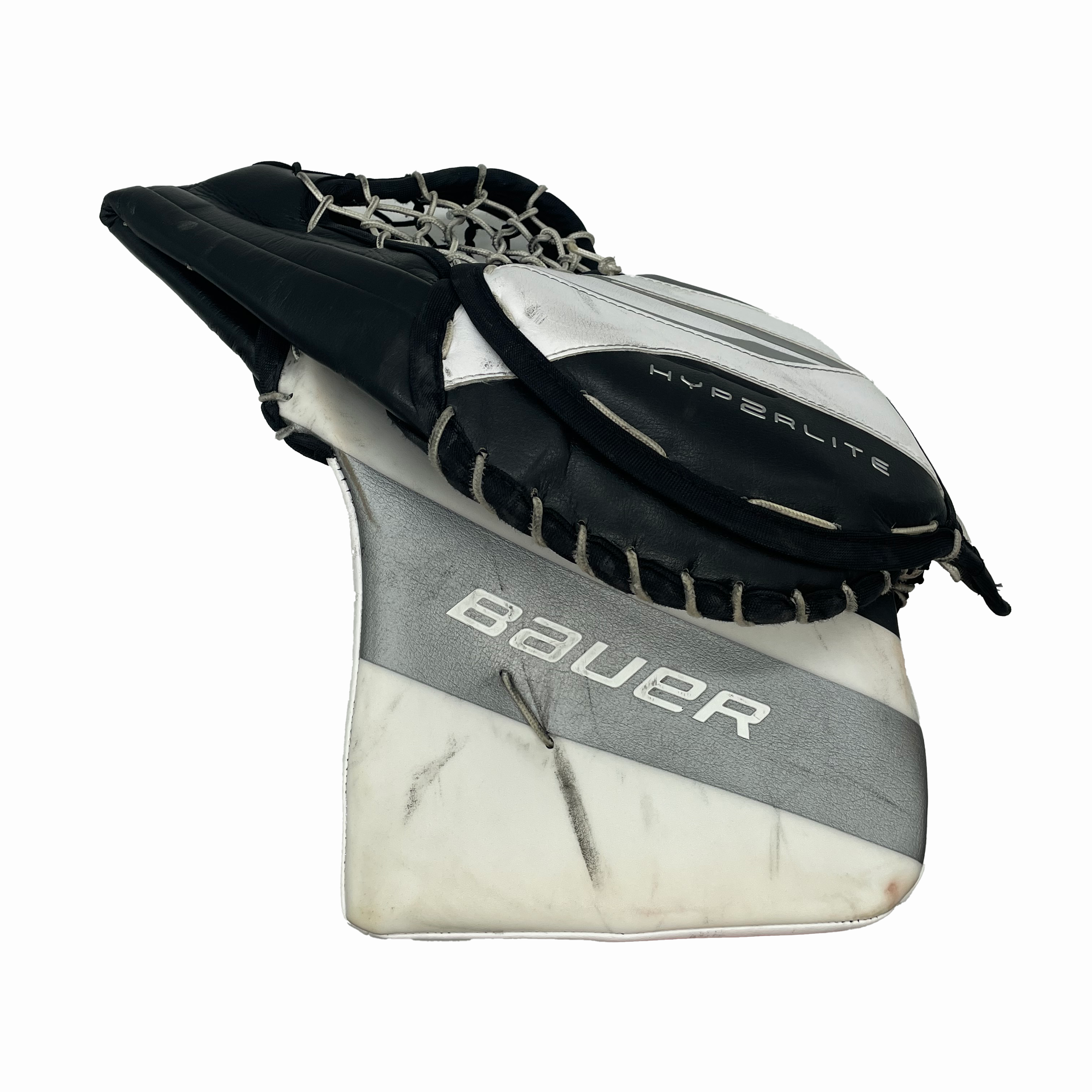 Bauer Vapor Hyperlite 2 - Gant de gardien NCAA Pro Stock d'occasion (noir/blanc/argent)